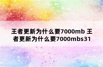 王者更新为什么要7000mb 王者更新为什么要7000mbs31